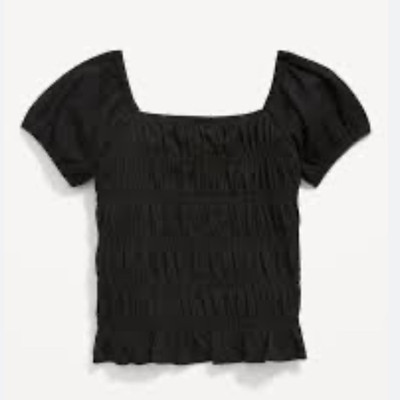 Old Navy Other - Bundle of 2 girls smocked puff sleeve top black and cream size 8
